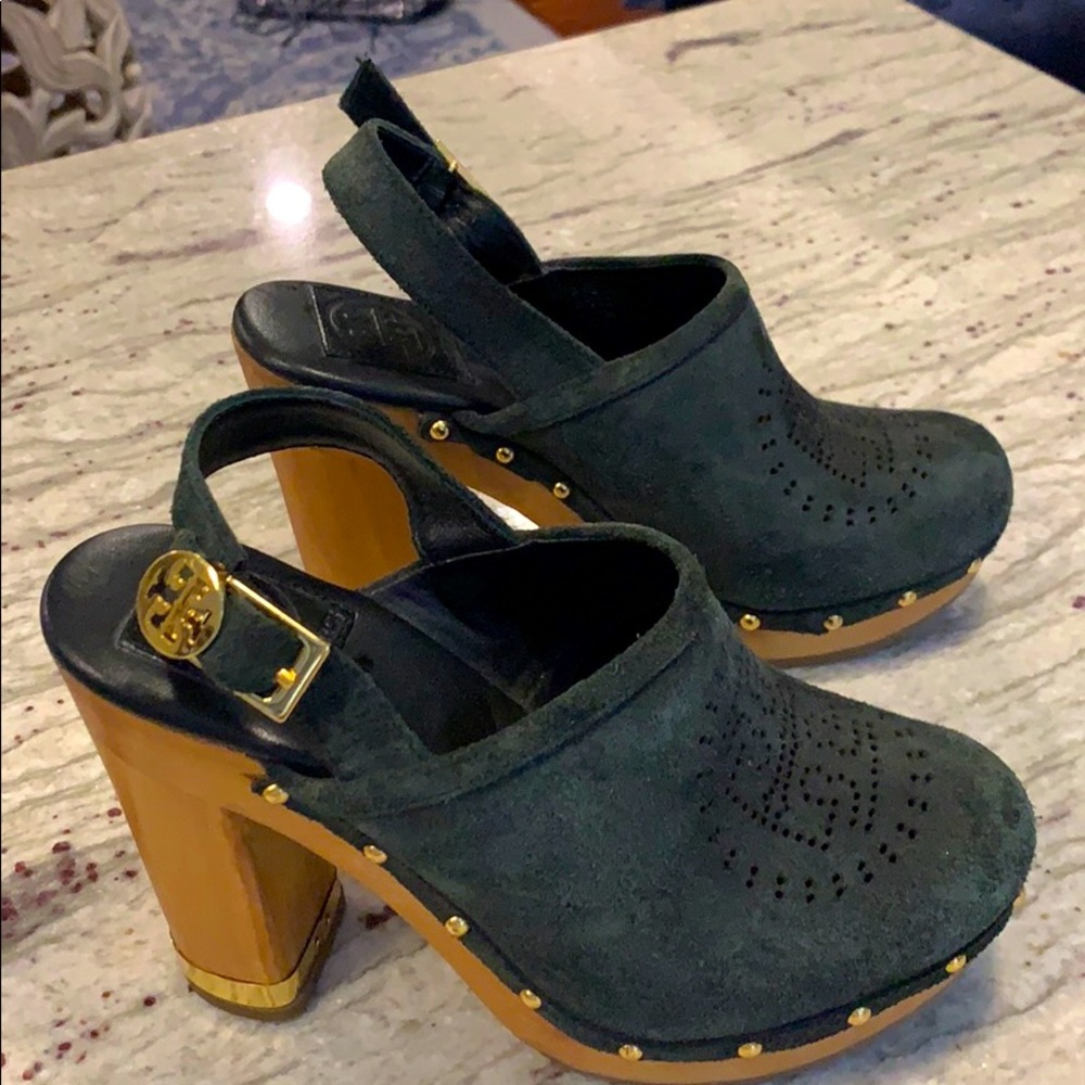 Tory Burch black suede clogs